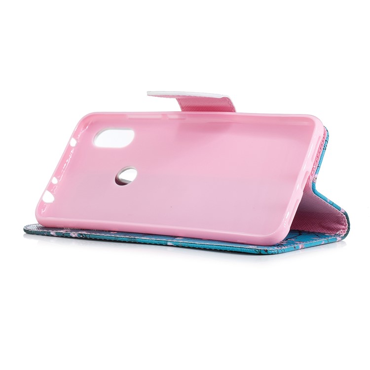 Pattern Printing Card Holder Leather Case Cover with Stand for Xiaomi Redmi Note 6 Pro - Tree with Flowers-10