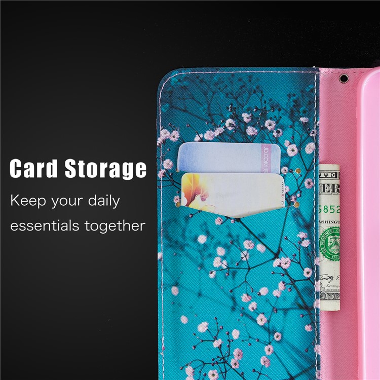 Pattern Printing Card Holder Leather Case Cover with Stand for Xiaomi Redmi Note 6 Pro - Tree with Flowers-4