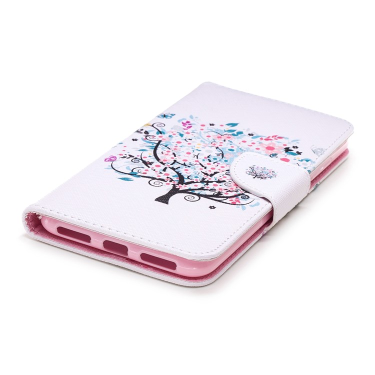 Pattern Printing Leather Case Cover with Card Holders for Xiaomi Redmi Note 6 Pro - Flowered Tree-11
