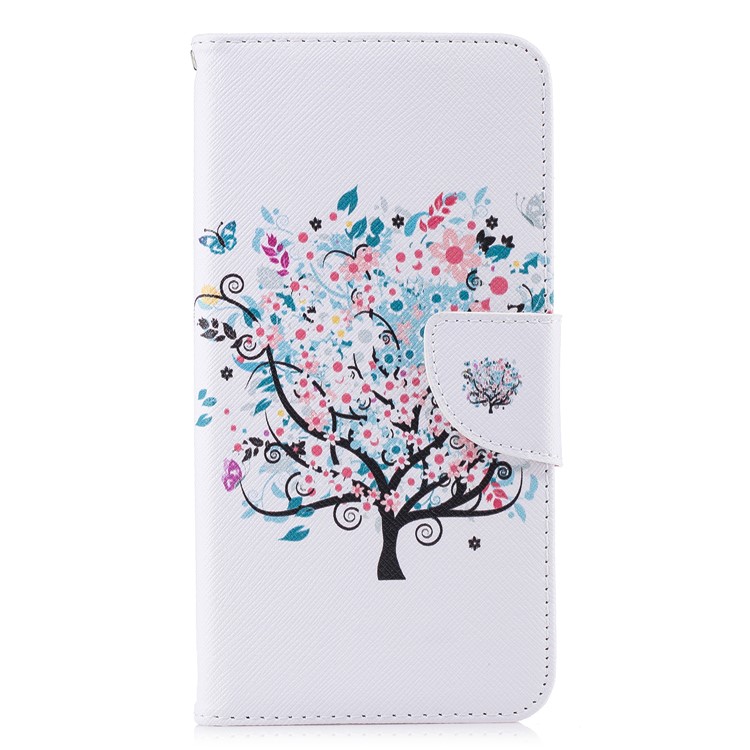 Pattern Printing Leather Case Cover with Card Holders for Xiaomi Redmi Note 6 Pro - Flowered Tree-7
