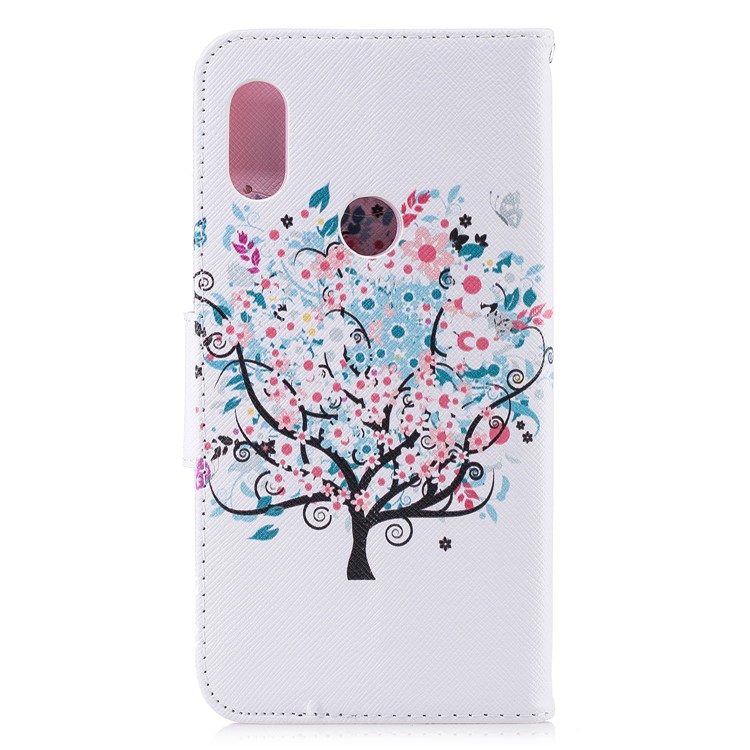 Pattern Printing Leather Case Cover with Card Holders for Xiaomi Redmi Note 6 Pro - Flowered Tree-8
