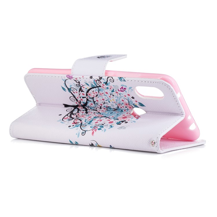 Pattern Printing Leather Case Cover with Card Holders for Xiaomi Redmi Note 6 Pro - Flowered Tree-9