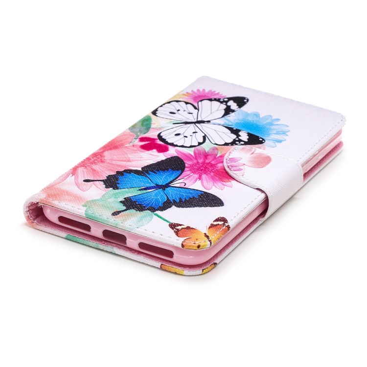 Pattern Printing Card Holder Leather Case Cover with Stand for Xiaomi Redmi Note 6 Pro - Butterflies and Flowers-11