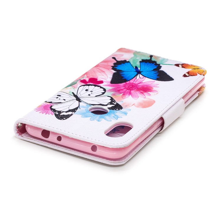 Pattern Printing Card Holder Leather Case Cover with Stand for Xiaomi Redmi Note 6 Pro - Butterflies and Flowers-12