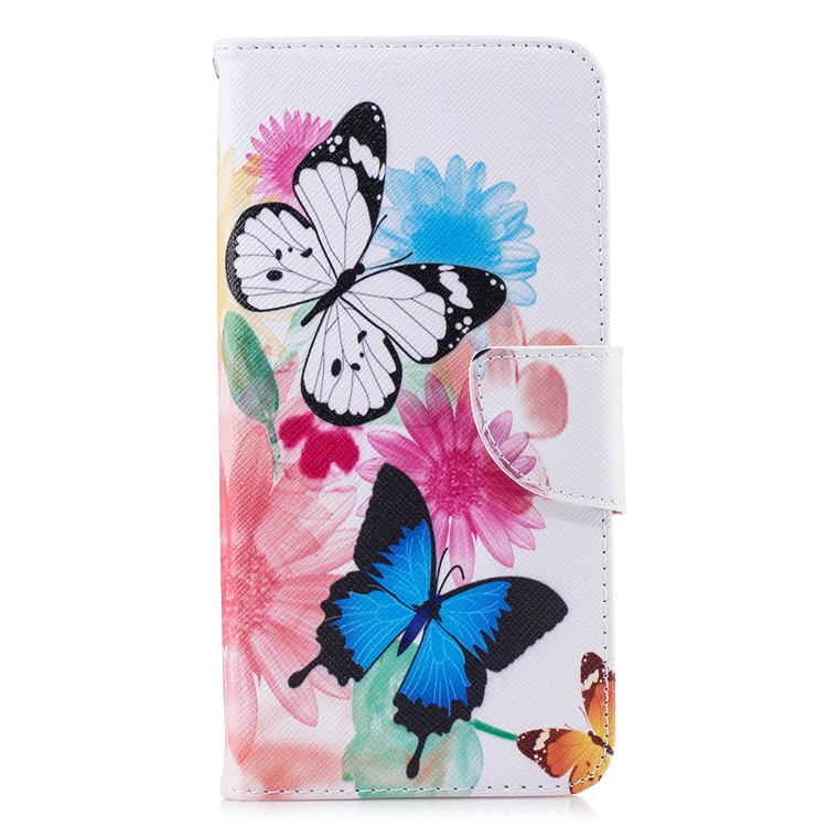 Pattern Printing Card Holder Leather Case Cover with Stand for Xiaomi Redmi Note 6 Pro - Butterflies and Flowers-7
