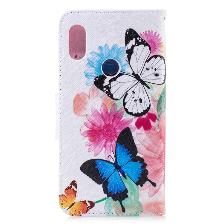 Pattern Printing Card Holder Leather Case Cover with Stand for Xiaomi Redmi Note 6 Pro - Butterflies and Flowers-8