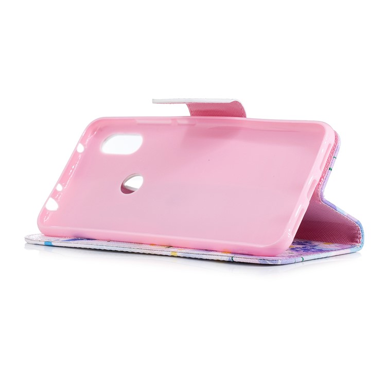 Patterned Leather Wallet Protector Mobile Cover with Stand for Xiaomi Redmi Note 6 Pro - Blue Butterfles-10