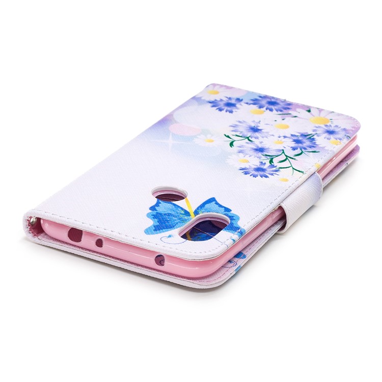 Patterned Leather Wallet Protector Mobile Cover with Stand for Xiaomi Redmi Note 6 Pro - Blue Butterfles-12