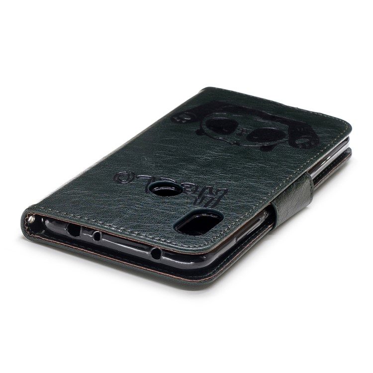 Imprinted Hello Panda PU Leather Magnetic Wallet Phone Shell for Xiaomi Redmi Note 6 Pro - Blackish Green-7