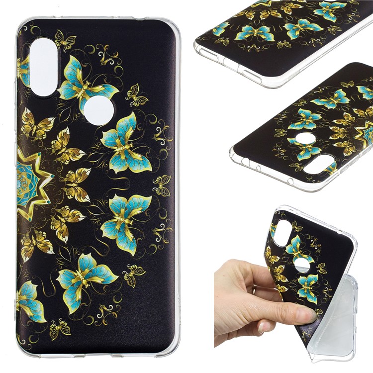 Pattern Printing TPU Case for Xiaomi Redmi Note 6 Pro - Colorized Butterfly-1