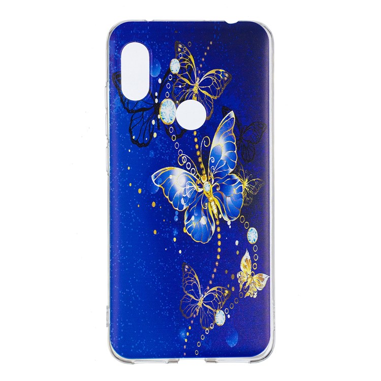 Pattern Printing TPU Cover for Xiaomi Redmi Note 6 Pro - Blue Butterfly-2