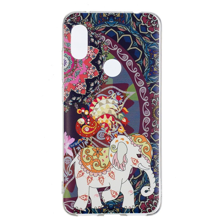 Pattern Printing TPU Shell for Xiaomi Redmi Note 6 Pro - Flower and Elephant-2