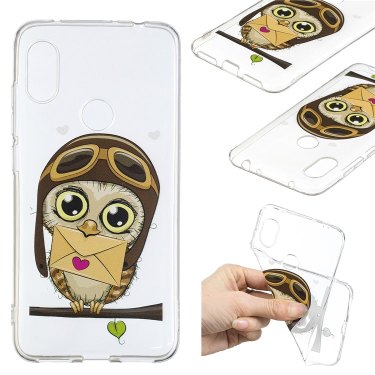 Pattern Printing Flexible TPU Mobile Phone Cover for Xiaomi Redmi Note 6 Pro - Owl Pattern-1