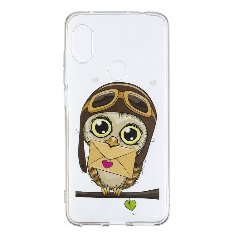 Pattern Printing Flexible TPU Mobile Phone Cover for Xiaomi Redmi Note 6 Pro - Owl Pattern-2