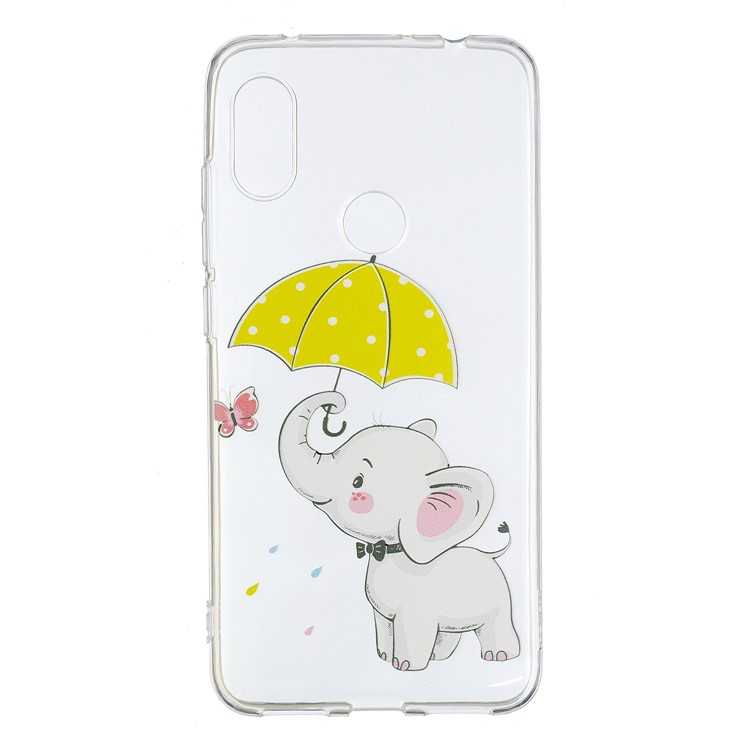 Pattern Printing Flexible TPU Mobile Phone Shell for Xiaomi Redmi Note 6 Pro - Elephant Holding an Umbrella-2