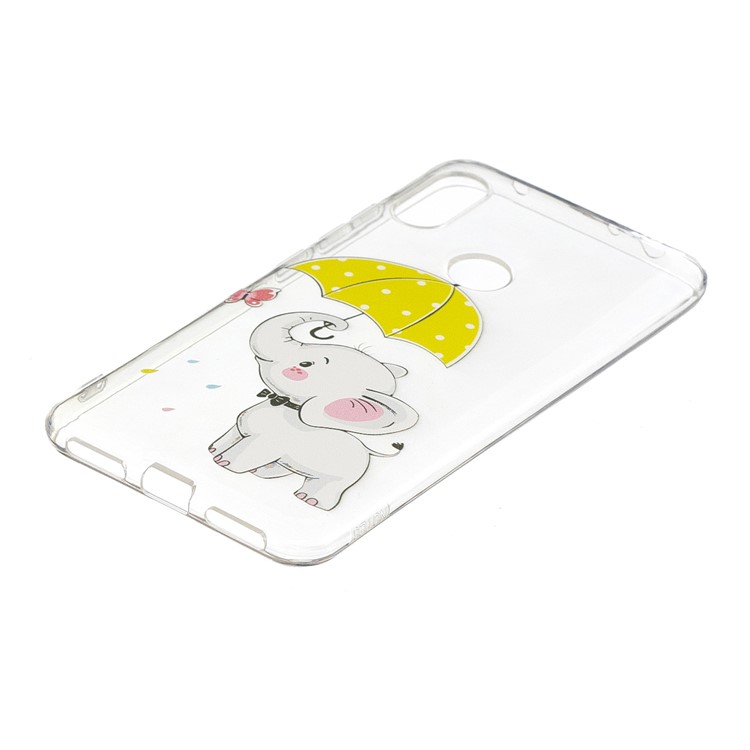 Pattern Printing Flexible TPU Mobile Phone Shell for Xiaomi Redmi Note 6 Pro - Elephant Holding an Umbrella-3