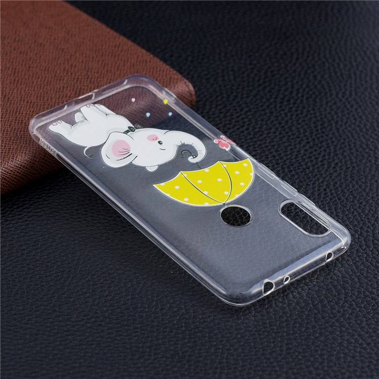Pattern Printing Flexible TPU Mobile Phone Shell for Xiaomi Redmi Note 6 Pro - Elephant Holding an Umbrella-7