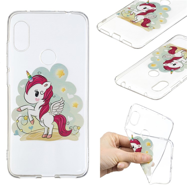 Pattern Printing TPU Back Cover Case for Xiaomi Redmi Note 6 Pro - Unicorn-1