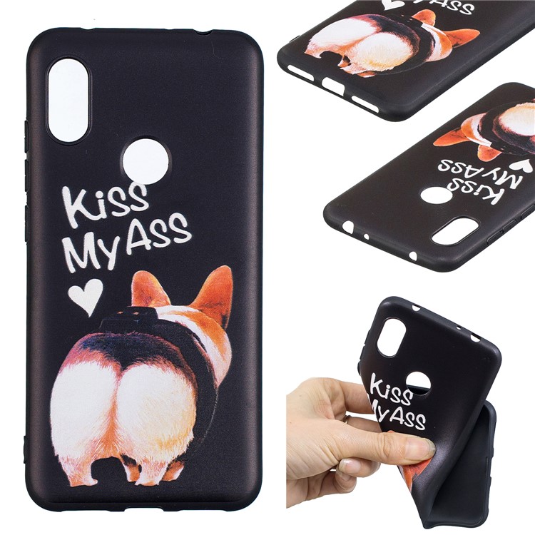 Pattern Printing Embossed TPU Case for Xiaomi Redmi Note 6 Pro - Kiss My Ass-1