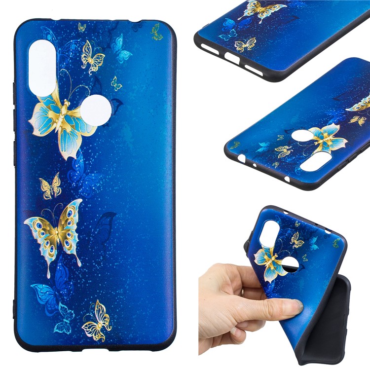 Pattern Printing Embossed TPU Cover Case for Xiaomi Redmi Note 6 Pro - Butterfly Pattern-1