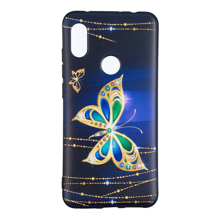 Pattern Printing Embossed TPU Cell Phone Case for Xiaomi Redmi Note 6 Pro - Colorized Butterfly-2