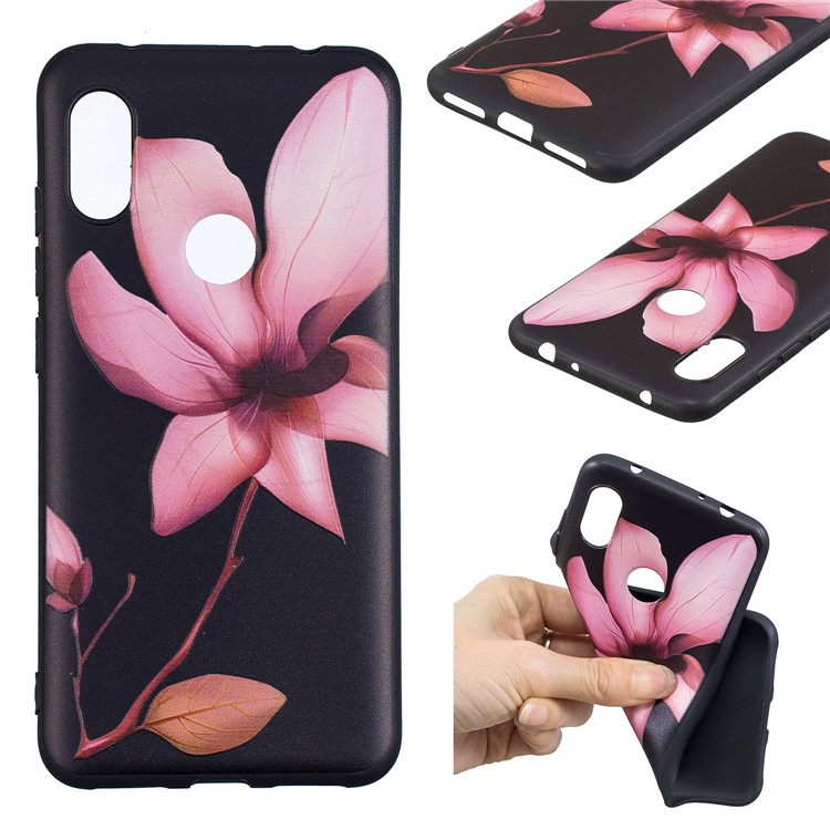 Patterned Embossed TPU Case for Xiaomi Redmi Note 6 Pro - Flower Pattern-1