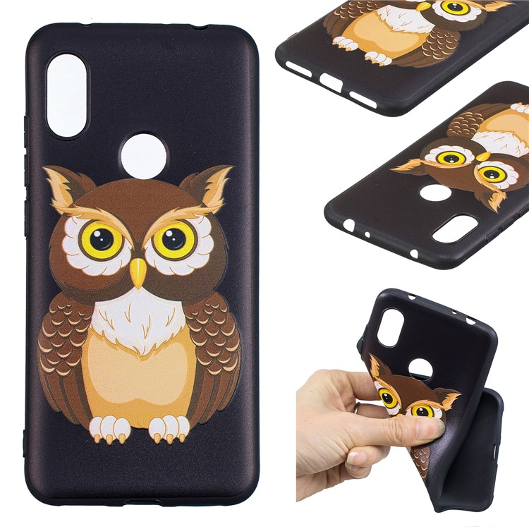 Pattern Printing Embossed TPU Case Phone Cover for Xiaomi Redmi Note 6 Pro - Brown Owl-1