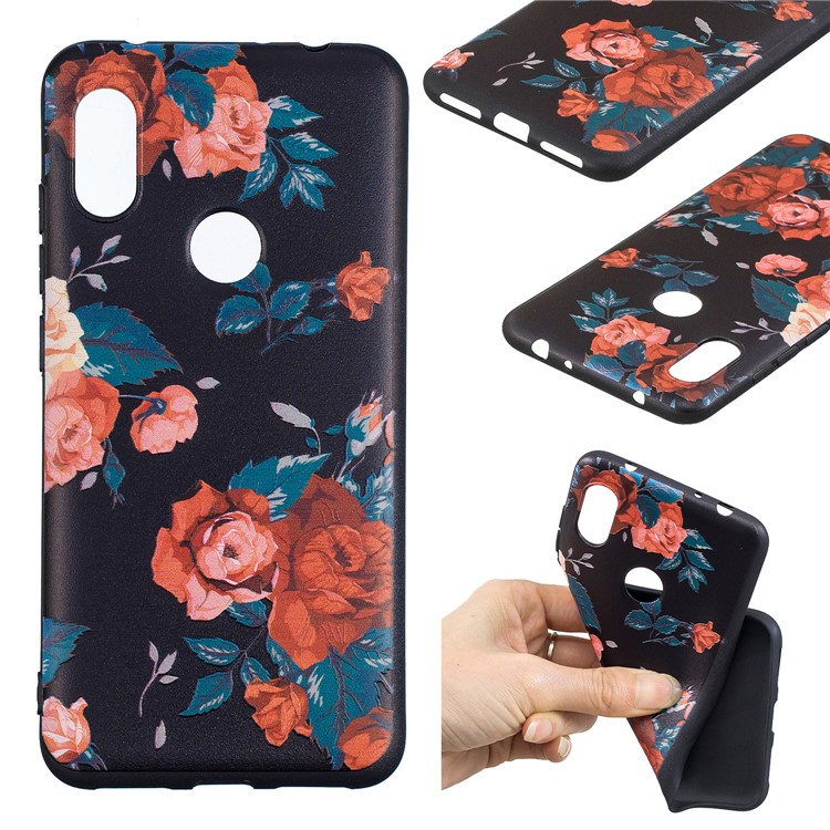 Pattern Printing Embossed TPU Case Cover Shell for Xiaomi Redmi Note 6 Pro - Vivid Flowers-1