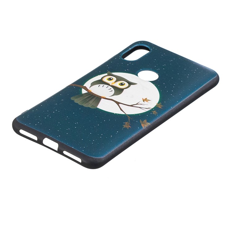 Pattern Printing Embossed TPU Case Accessory for Xiaomi Redmi Note 6 Pro - Owl on the Branch-3
