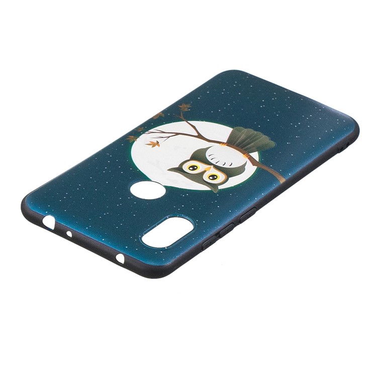 Pattern Printing Embossed TPU Case Accessory for Xiaomi Redmi Note 6 Pro - Owl on the Branch-4