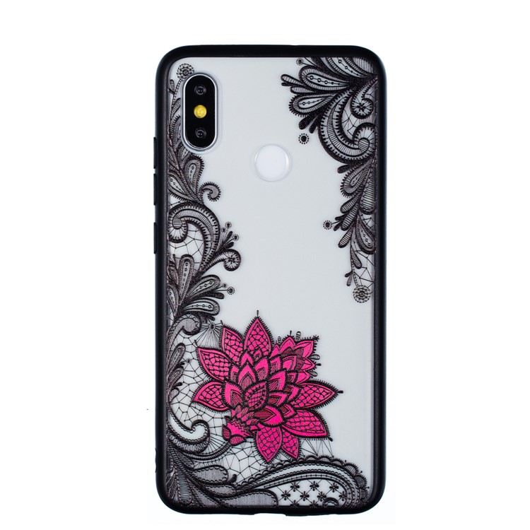 Embossed Flower Pattern TPU + PC Combo Mobile Phone Case for Xiaomi Mi 8 (6.21-inch) - Small Red Flower-2