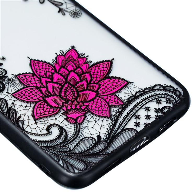Embossed Flower Pattern TPU + PC Combo Mobile Phone Case for Xiaomi Mi 8 (6.21-inch) - Small Red Flower-3