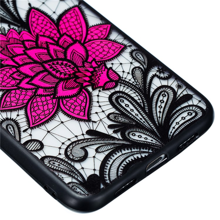 Embossed Flower Pattern TPU + Plastic Hybrid Cell Phone Cover for Xiaomi Mi 8 (6.21-inch) - Big Red Flower-3