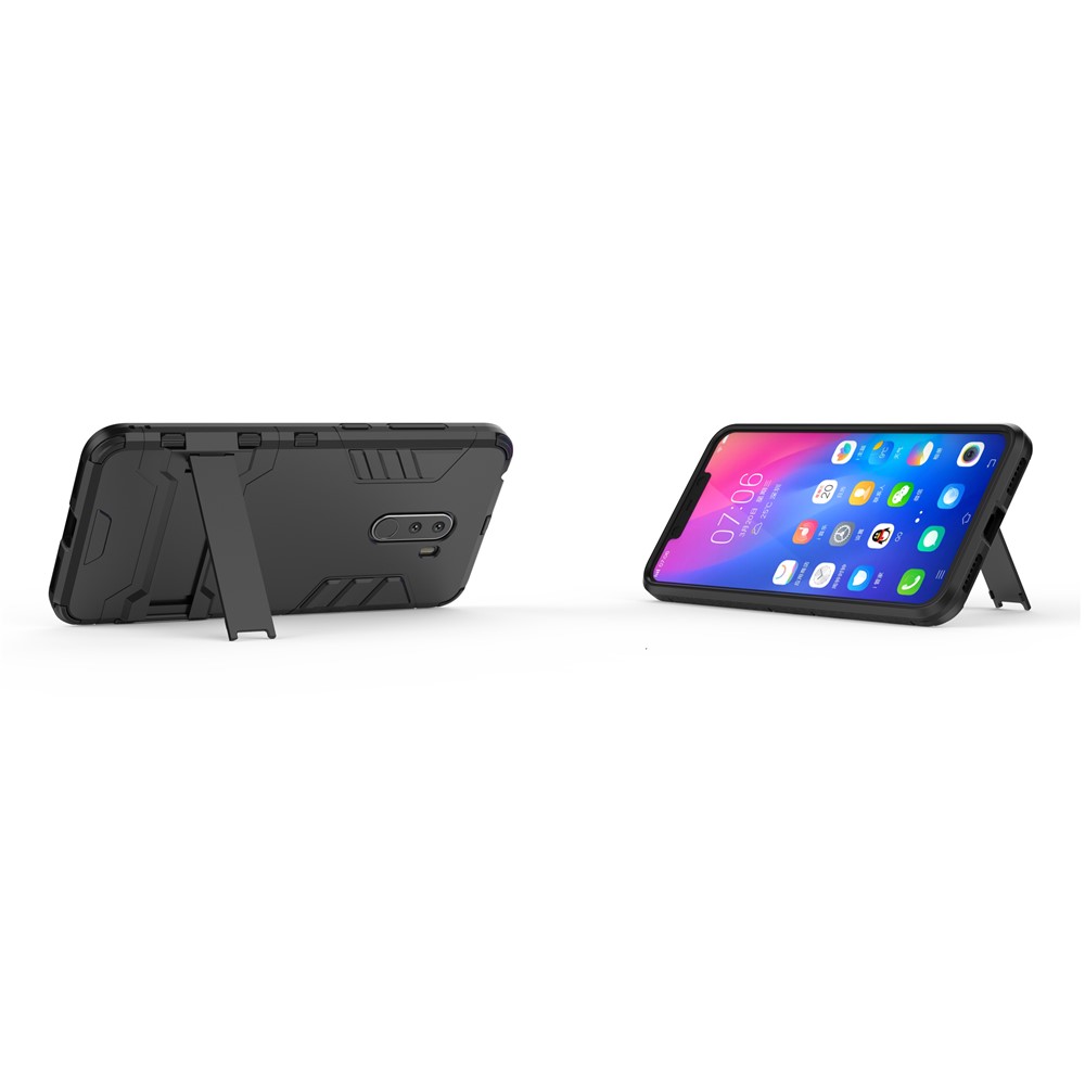 Cool Guard Plastic TPU Hybrid -hülle Mit Kickstand Für Xiaomi Pocophone F1 / Poco F1 (indien) - Schwarz