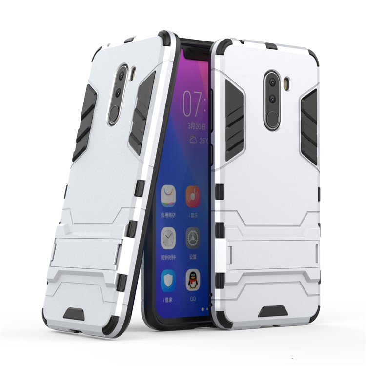 Cool Guard Plastic TPU Hybrid Cover with Kickstand for Xiaomi Pocophone F1 / Poco F1 (India) - White-1