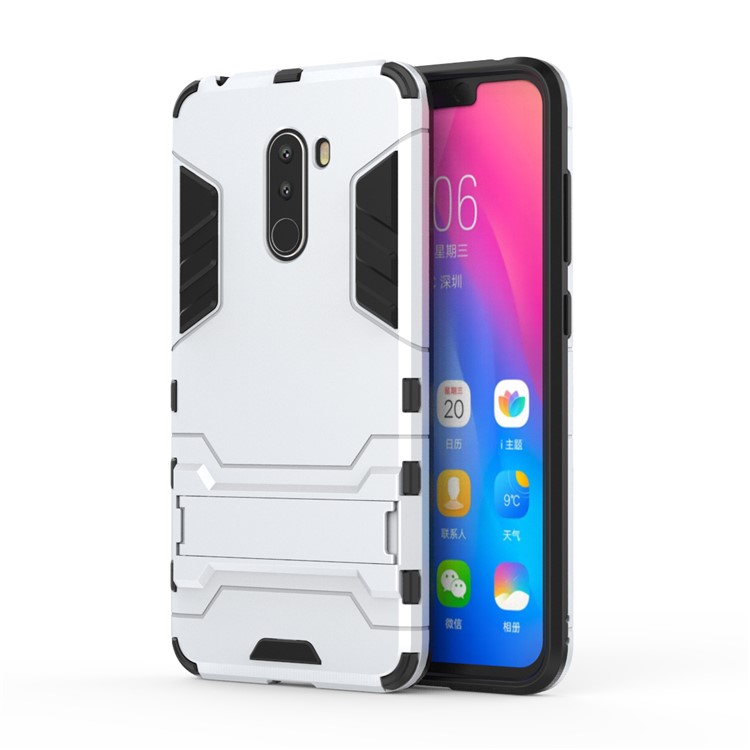 Cool Guard Plastic TPU Hybrid Cover with Kickstand for Xiaomi Pocophone F1 / Poco F1 (India) - White-2