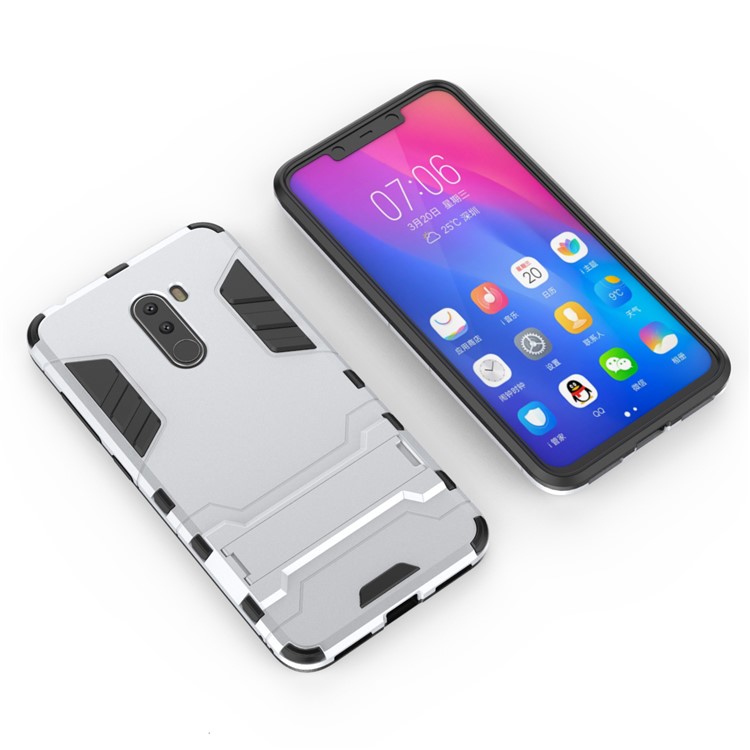Cool Guard Plastic TPU Hybrid Cover with Kickstand for Xiaomi Pocophone F1 / Poco F1 (India) - White-3