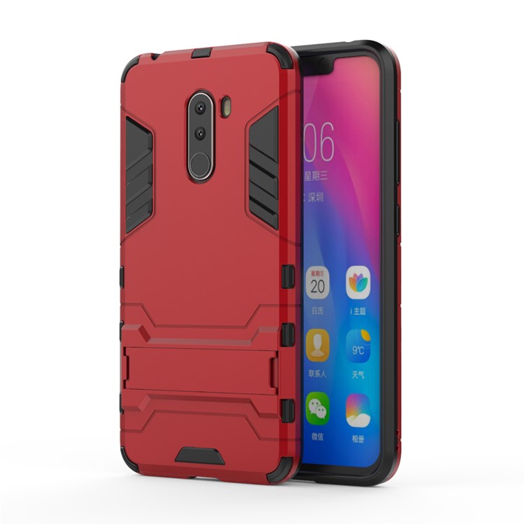 Cool Guard Plastic TPU Hybrid Phone Casing with Kickstand for Xiaomi Pocophone F1 / Poco F1 (India) - Red-2