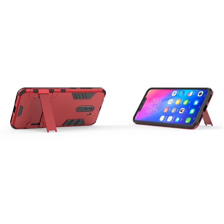Cool Guard Plastic TPU Hybrid Phone Casing with Kickstand for Xiaomi Pocophone F1 / Poco F1 (India) - Red-5