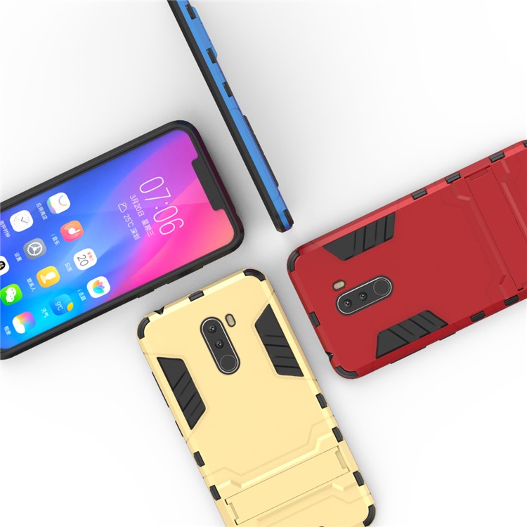 Cool Guard Plastic TPU Hybrid Phone Casing with Kickstand for Xiaomi Pocophone F1 / Poco F1 (India) - Red-6