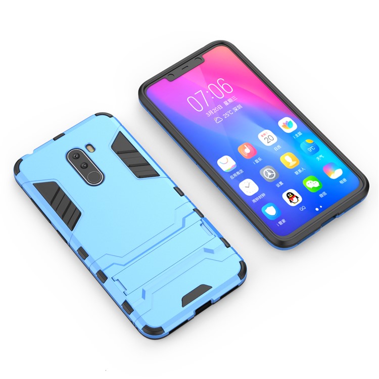 Cool Guard Plastic TPU Hybrid Protective Shell with Kickstand for Xiaomi Pocophone F1 / Poco F1 (India) - Baby Blue-3