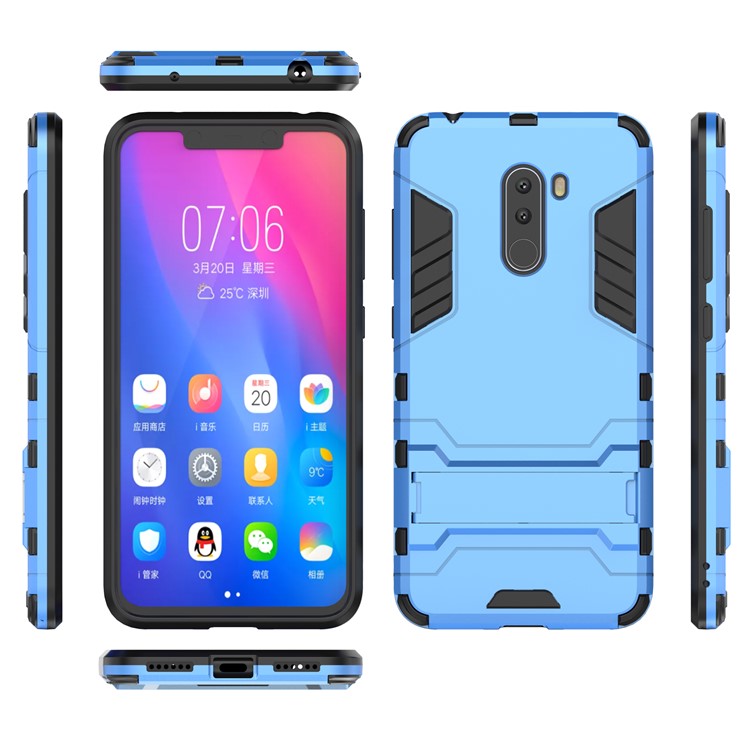 Cool Guard Plastic TPU Hybrid Protective Shell with Kickstand for Xiaomi Pocophone F1 / Poco F1 (India) - Baby Blue-4