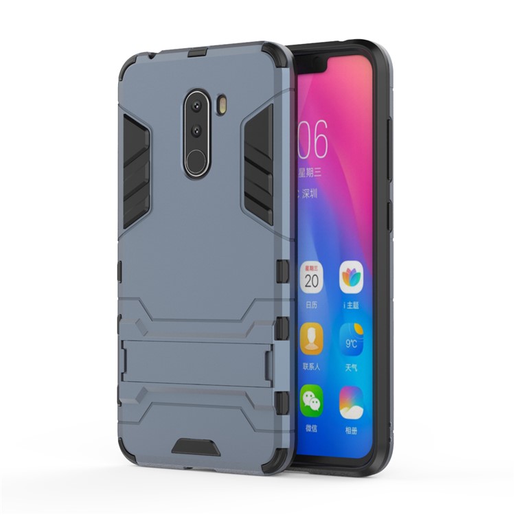 Cool Guard Plastic TPU Hybrid Case Cover with Kickstand for Xiaomi Pocophone F1 / Poco F1 (India) - Dark Blue-2