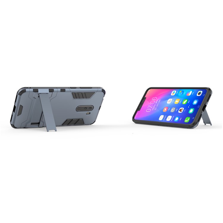 Cool Guard Plastic TPU Hybrid Case Cover with Kickstand for Xiaomi Pocophone F1 / Poco F1 (India) - Dark Blue-5