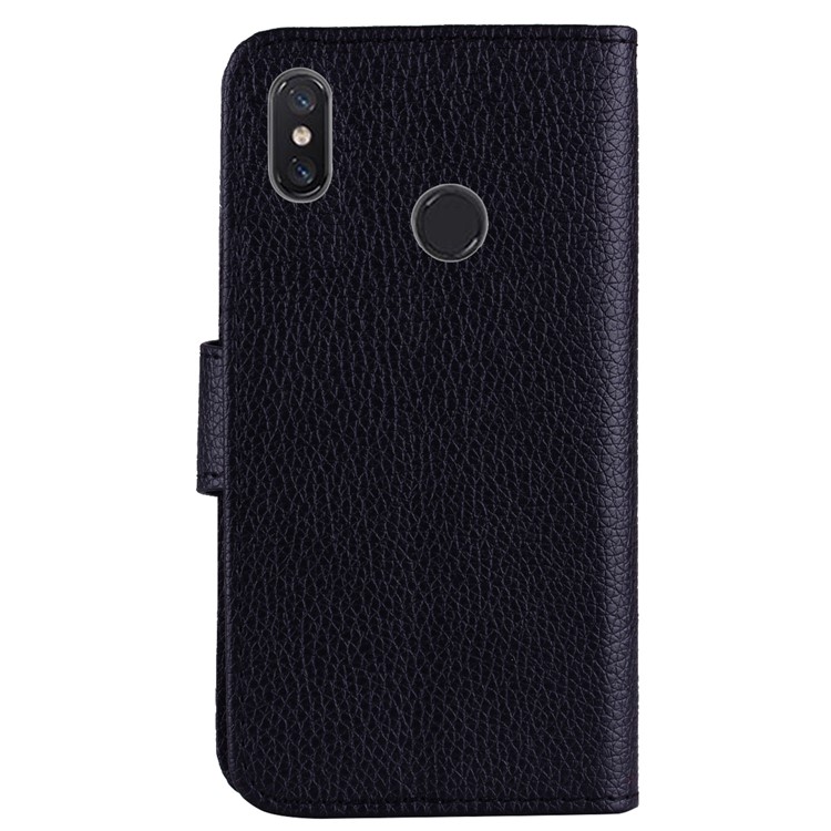 Litchi Grain PU Leather Stand Wallet Phone Case for Xiaomi Mi A2 Lite / Redmi 6 Pro - Black-4