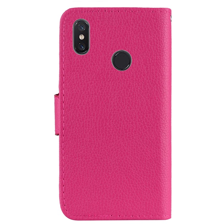 Litchi Grain PU Leather Stand Wallet Phone Shell for Xiaomi Mi A2 Lite / Redmi 6 Pro - Rose-4