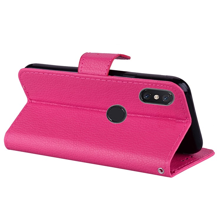 Litchi Grain PU Leather Stand Wallet Phone Shell for Xiaomi Mi A2 Lite / Redmi 6 Pro - Rose-6
