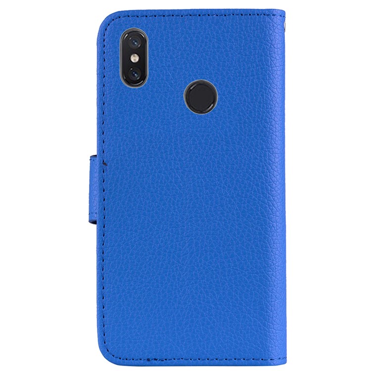 Litchi Grain PU Leather Stand Wallet Phone Casing for Xiaomi Mi A2 Lite / Redmi 6 Pro - Blue-4