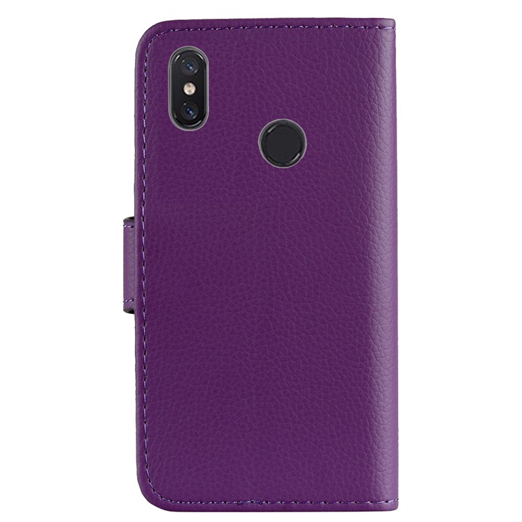 Litchi Grain PU Leather Stand Wallet Cell Phone Case for Xiaomi Mi A2 Lite / Redmi 6 Pro - Purple-4