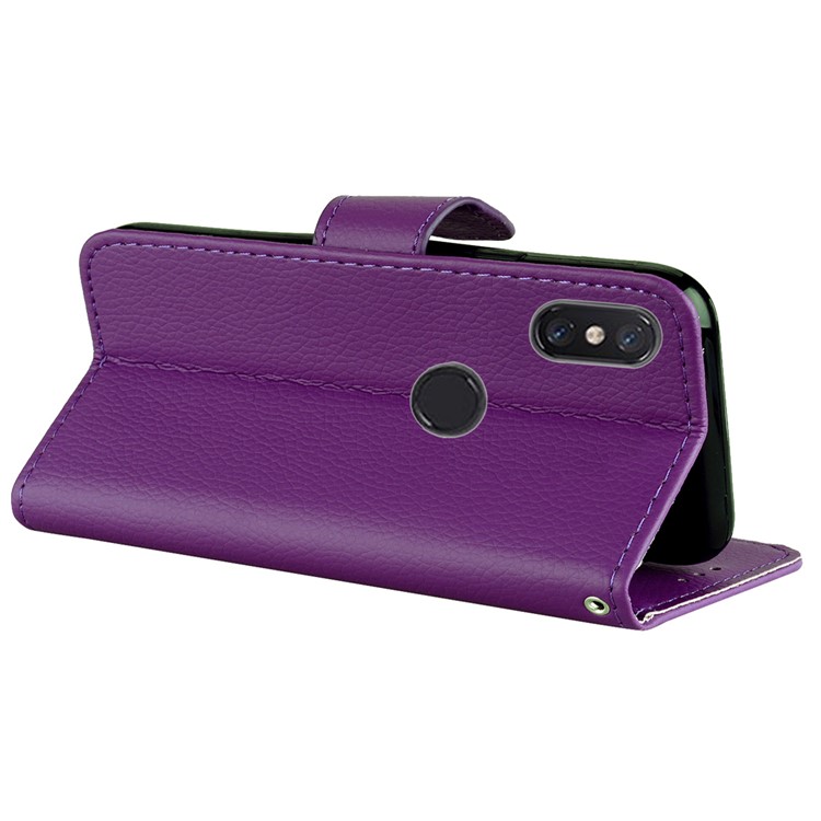 Litchi Grain PU Leather Stand Wallet Cell Phone Case for Xiaomi Mi A2 Lite / Redmi 6 Pro - Purple-6